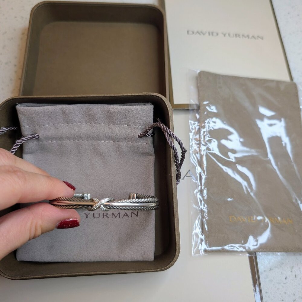 David Yurman Sterling Silver X Crossover Cuff with Diamonds
